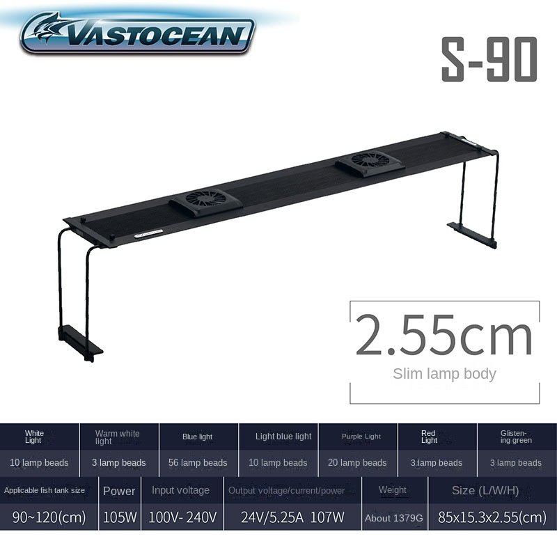 Full Spectrum Fish Tank Led Light Aluminum Alloy LED Aquarium Light For 90 120cm Fish Tank