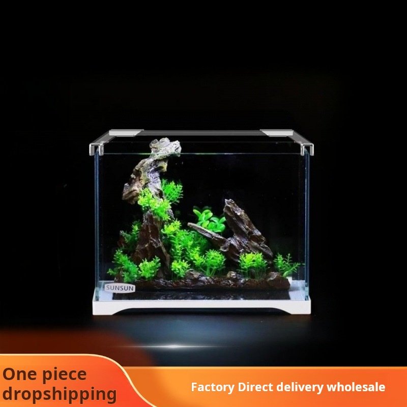 Fish Tank Aquarium super white glass small aquarium living room ecological pot medium desktop Betta Tank