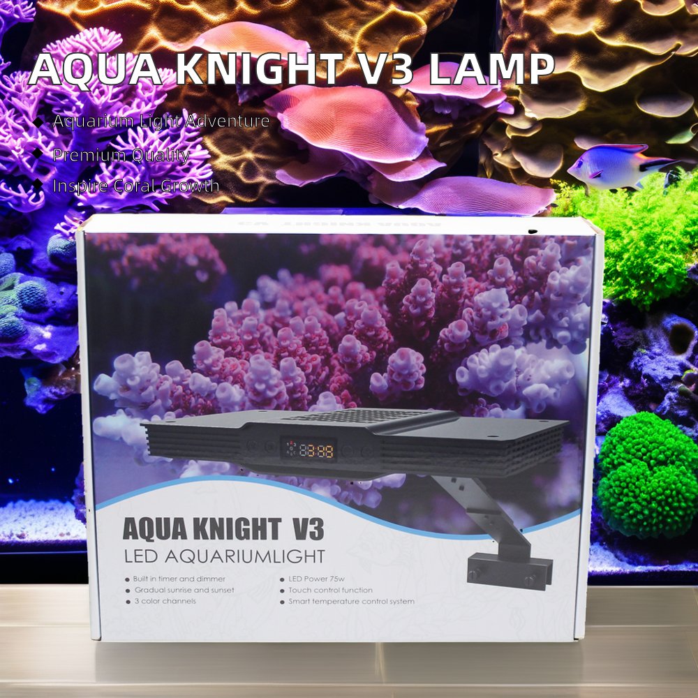 2023 New Arrival Aqua Knight V3 75W Full Spectrum LED Aquarium Lamp Changeable Emitting Color for Saltwater Coral Reef Light