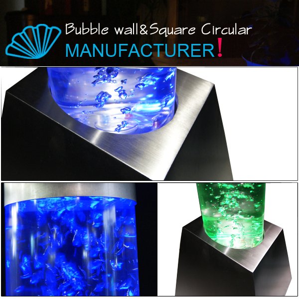 Floor standing water bubble column wall LED color changing aquarium room divider