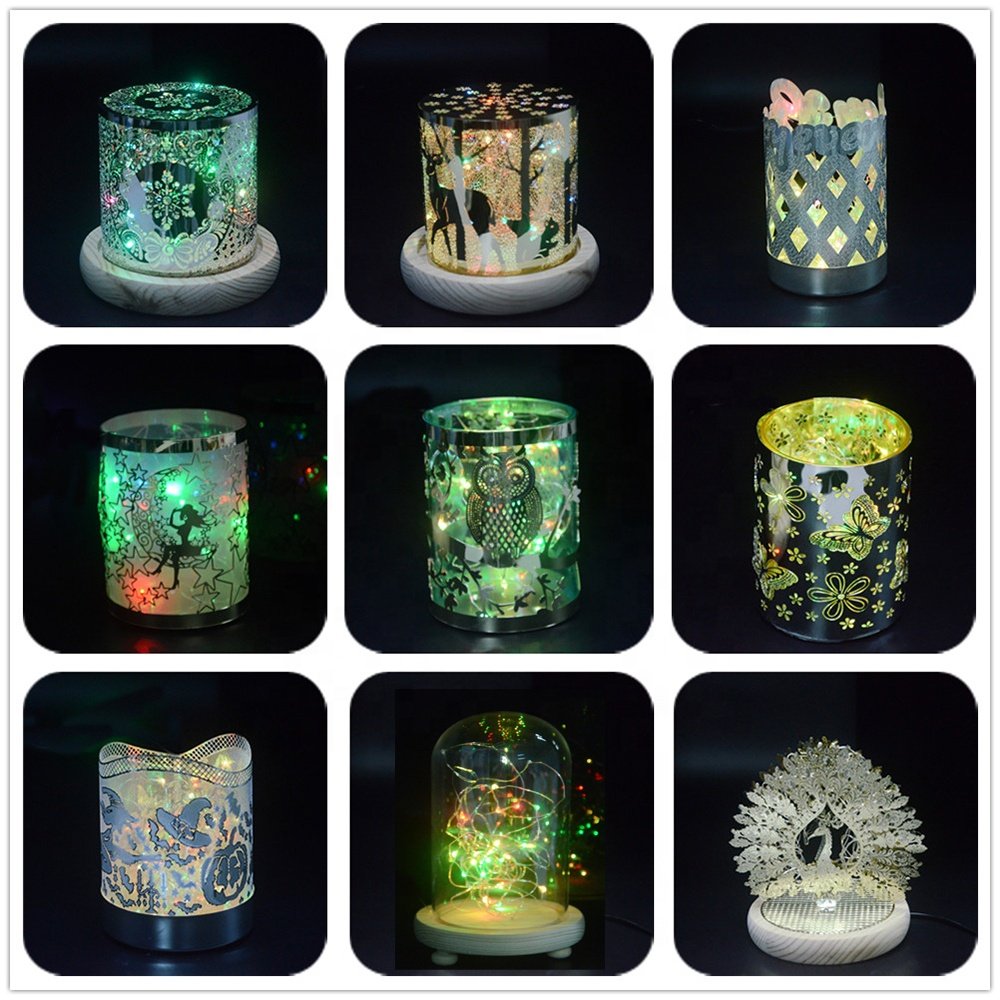 Customized RGB Decor Night Light Metal Pattern Projection colorful Led Lamp indoor desktop led Ambient Light FOR home decoration