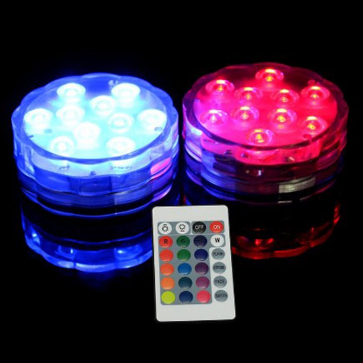10 LED RGB Pool Light Colorful Wedding Home Decoration led base Underwater Aquarium Submersible Lamp remote fish pool led light