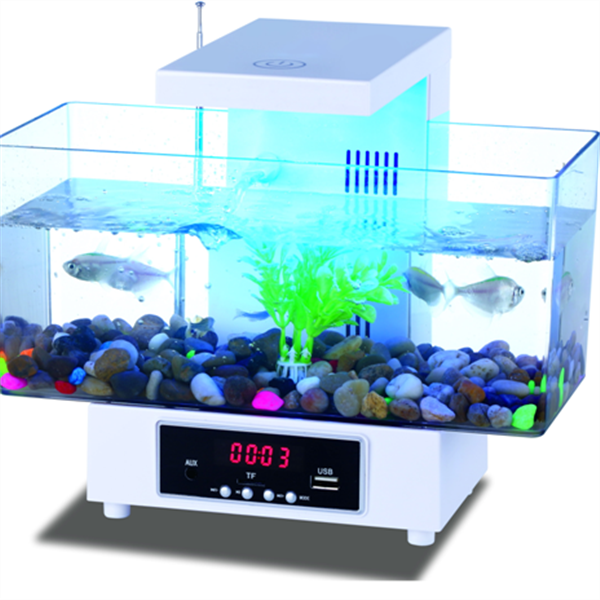 USB Mini Aquarium Fish Tank Desktop Electronic Fish Tank Decoration With Water Running LED Pump Light Calendar Clock