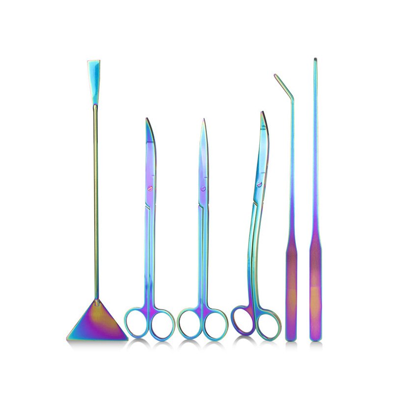 Color Stainless Steel Aquarium Tank Aquatic Plant Tweezers Scissor Spatula Tool Fish Starter Kit Tool Aquarium Set