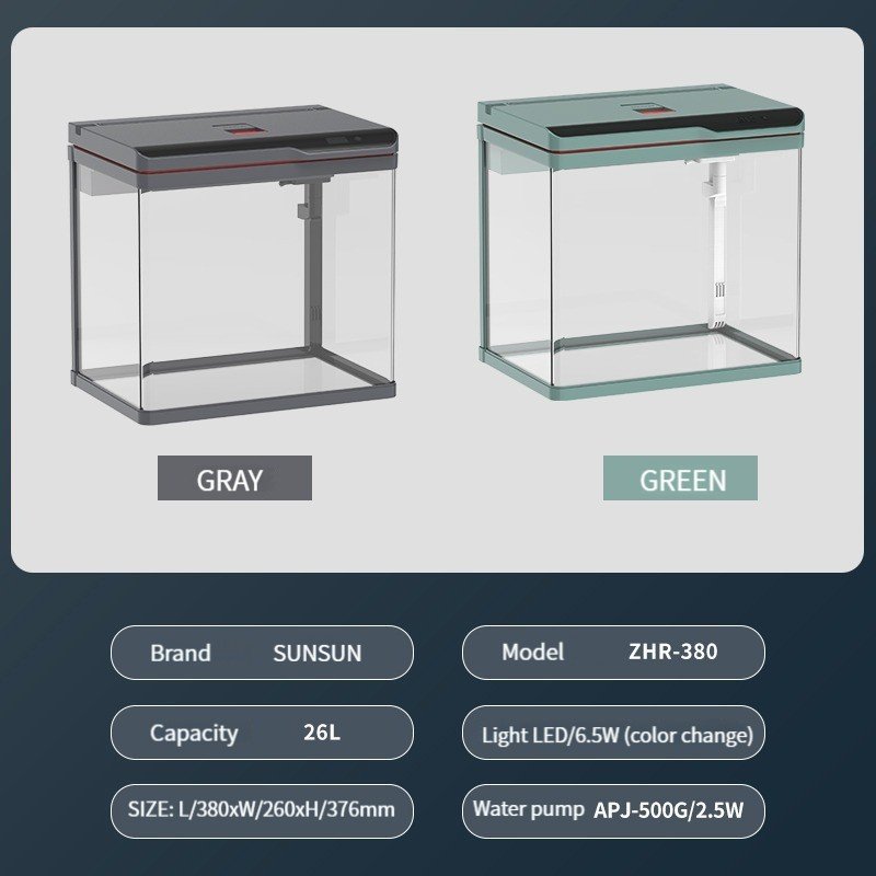 SUNSUN Wholesale Custom Aquarium Clear Fish Tank Small Glass Aquarium with Fllter and Led Lighting