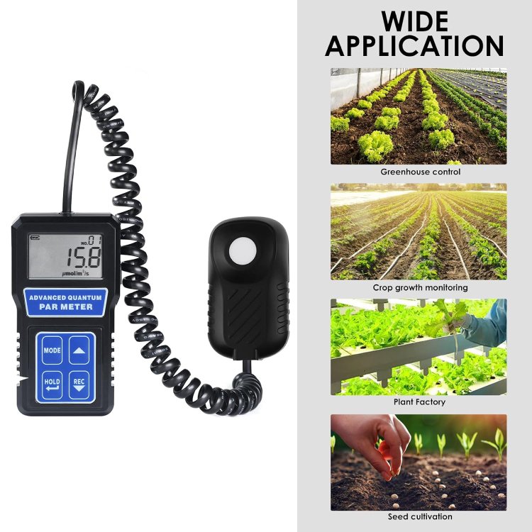 Quantum PAR Meter Photo Synthetically Active Radiation PPFD Tester Indoor and Outdoor Plants Measure 400 to 700 Wavelength