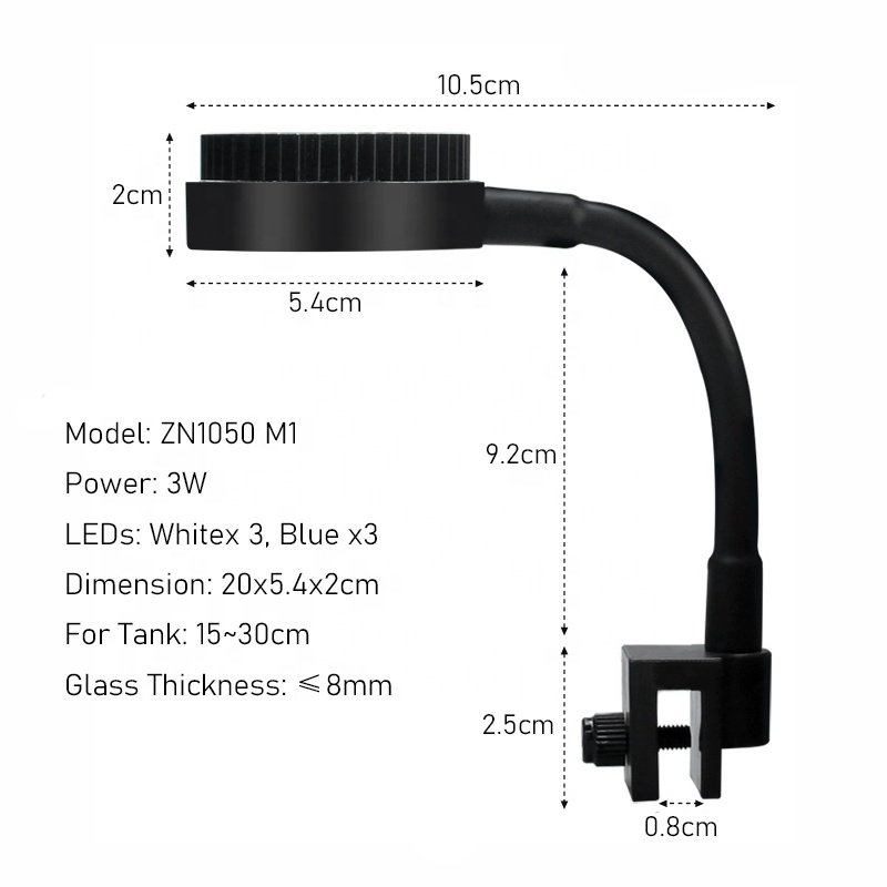 ZETLIGHT ZN1050 M1 Adjustable 3W Mini LED Light for Mini Saltwater and Fresh Aquarium Fish Tanks