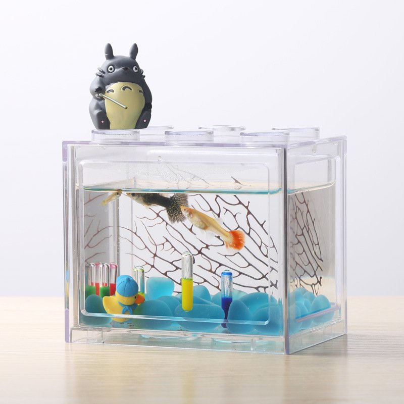 Plastic Mini Fish Tank Acrylic Small Tarpaulin Plastic Fish Farming Tank Mini Aquarium Led Lighting Fish Tank