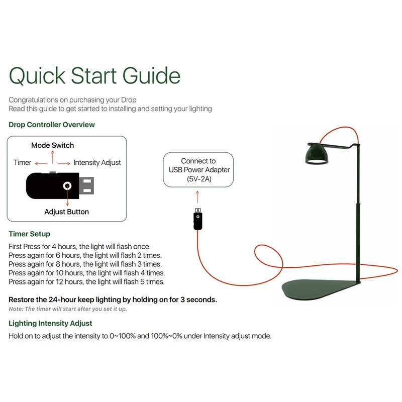 Aquascape Drop Desk Lighting Micro-Landscape Light LED Landscaping Lamp For Desk Aquascape Plant Mini Plant Growth