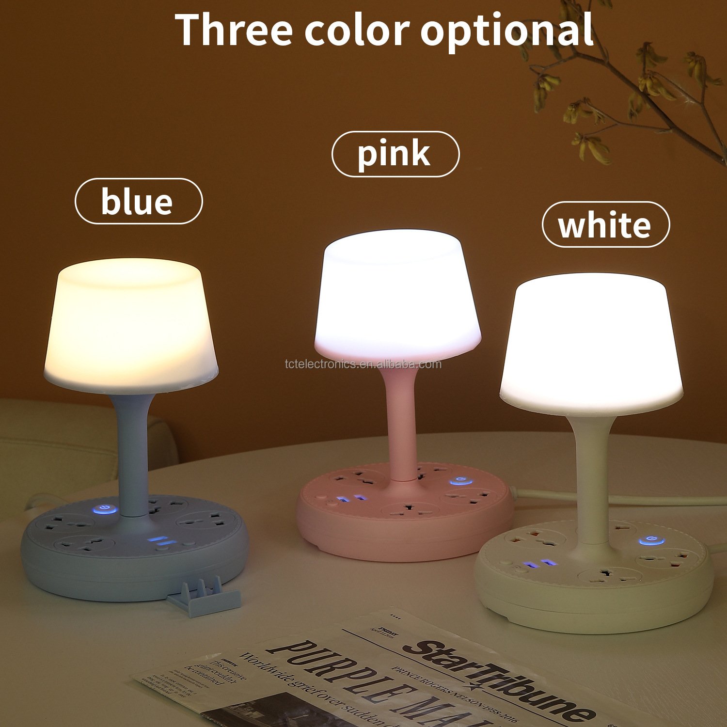 Desktop with USB socket remote control multi purpose socket small night light European and American standard plug board