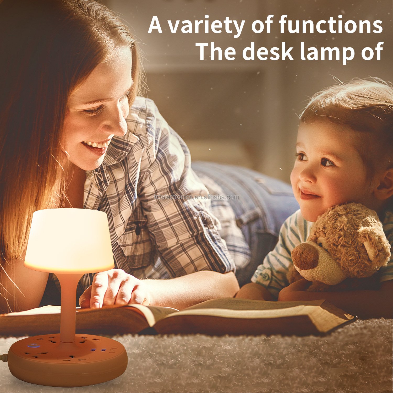 Desktop with USB socket remote control multi purpose socket small night light European and American standard plug board
