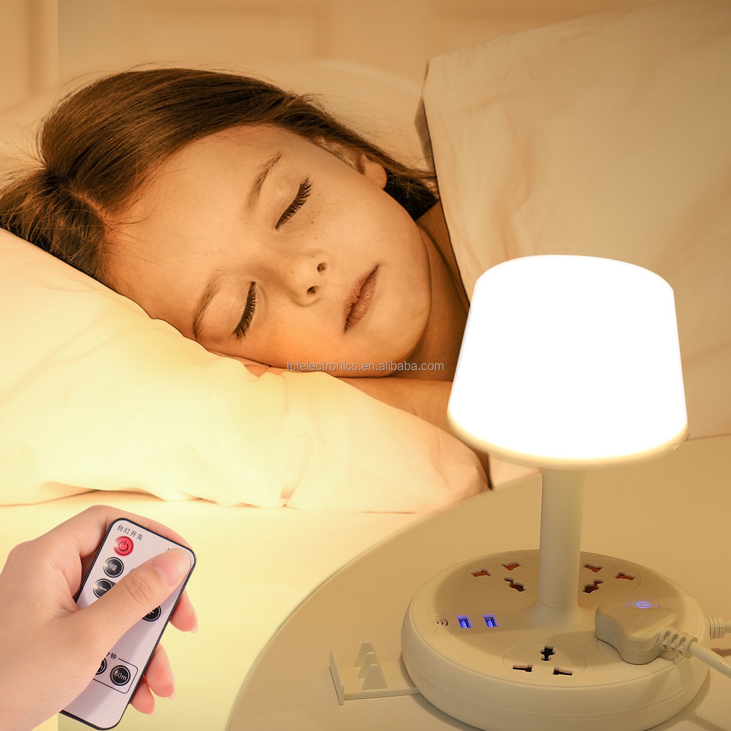 Desktop with USB socket remote control multi purpose socket small night light European and American standard plug board