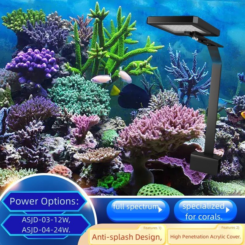 A.S. smart new flat panel LED light 12W/24W for marine and fresh nano tanks 3-channel colour options and intensity control