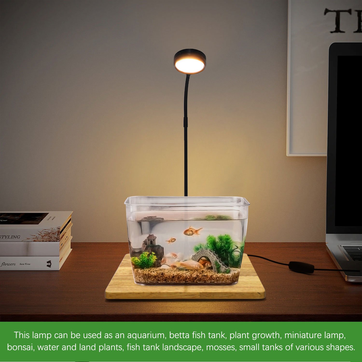5W 7W 360 degree Indoor desktop flexible landscape succulent grow light bamboo board aquarium usb led plant lamp light