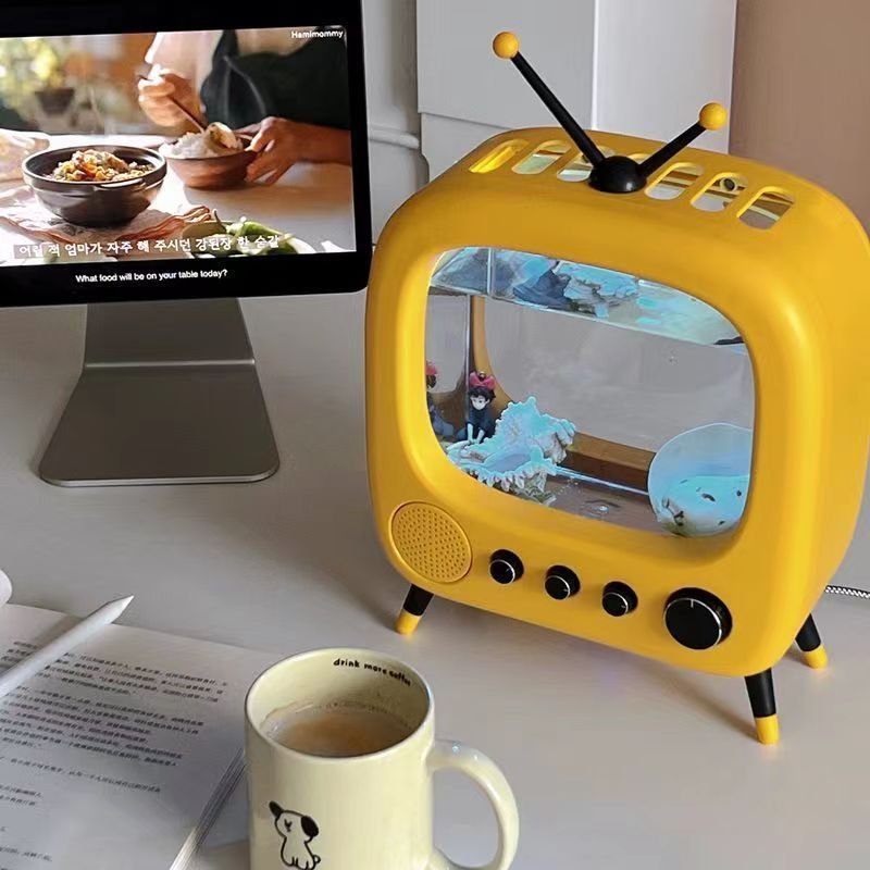 Best Selling Fish Tank Table Tv With Oxygen Air Pump Light Usb Mini Aquarium Cube Fish Tank Small