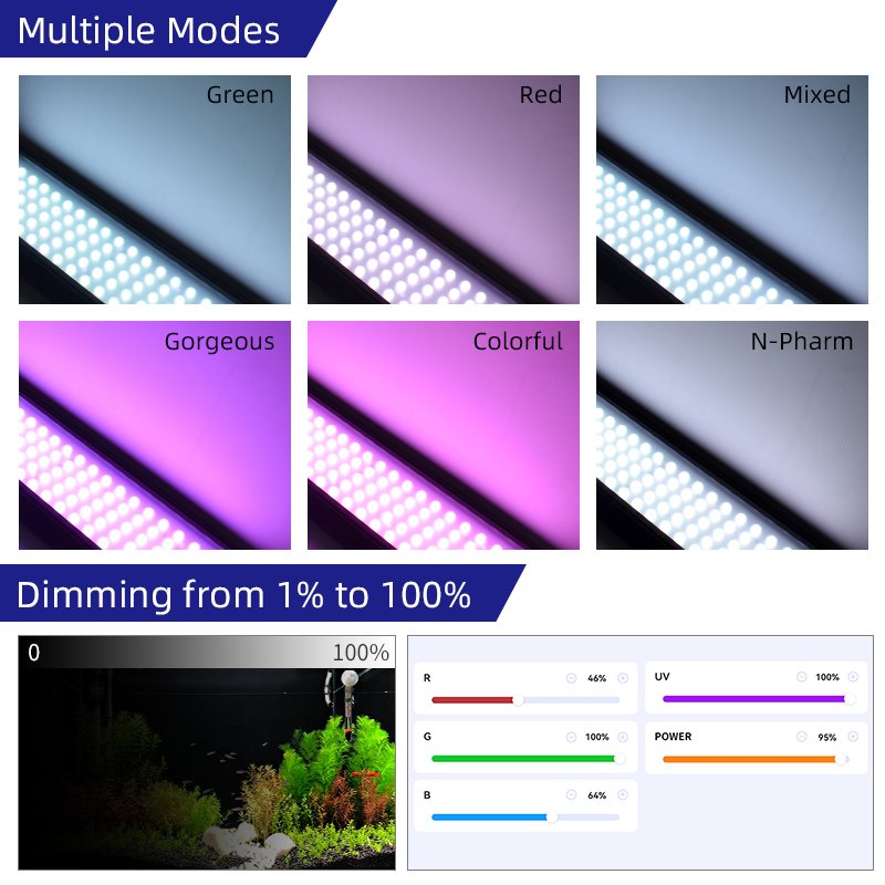 WEEKAQUA P900 Pro P series APP control height adjustable RGB landscape lighting aquarium accessories products LED aquarium light