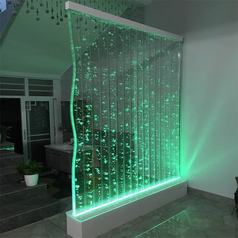 rectangle large acrylic customized size fish tank Aquarium Decorative LED lighting water flowing acrylic curtain wall