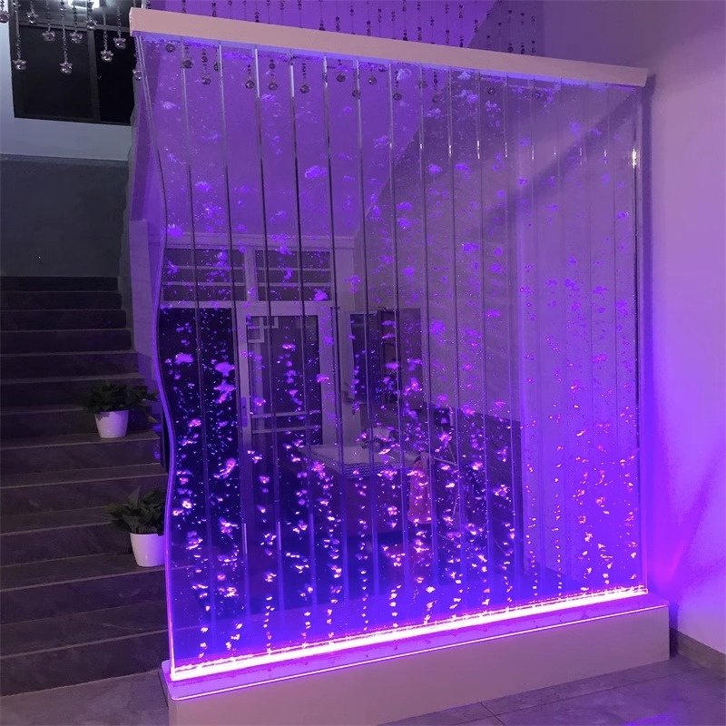 rectangle large acrylic customized size fish tank Aquarium Decorative LED lighting water flowing acrylic curtain wall