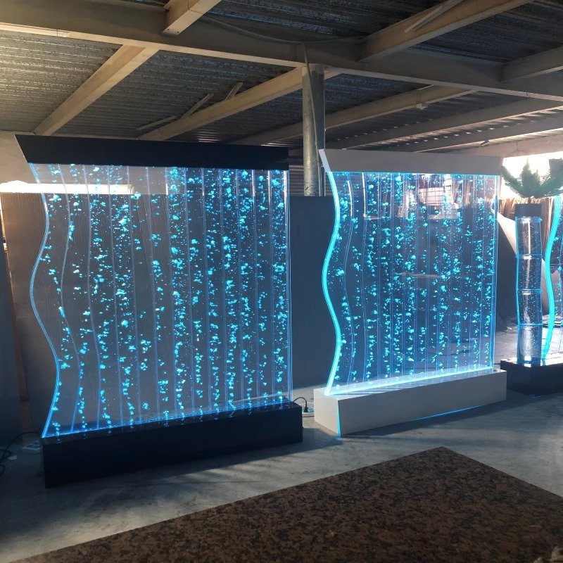 rectangle large acrylic customized size fish tank Aquarium Decorative LED lighting water flowing acrylic curtain wall