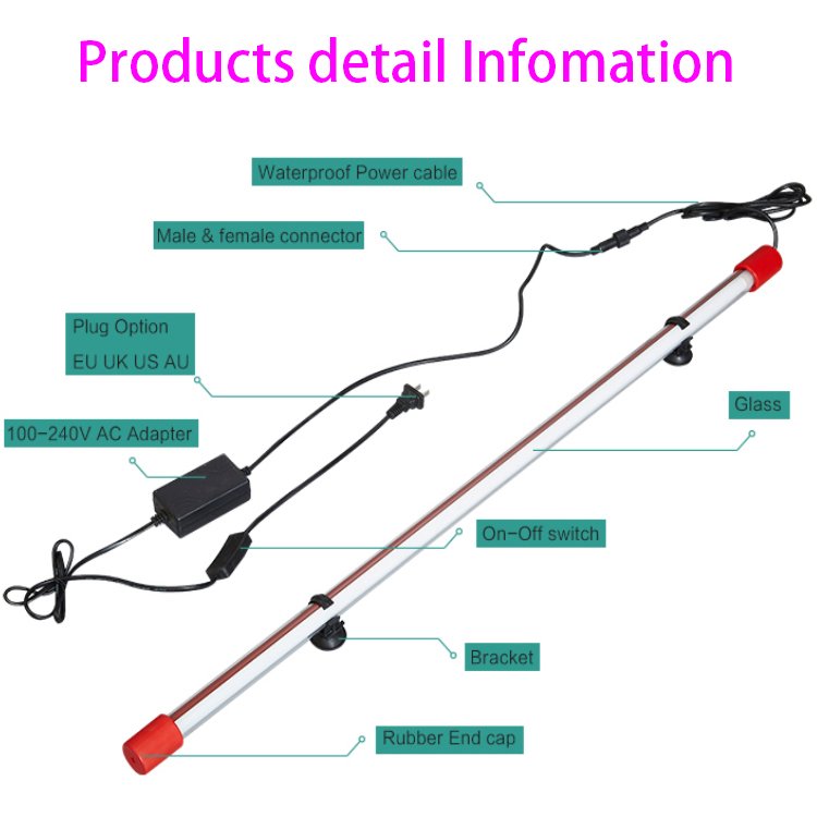 LED Aquarium Fish Tank Waterproof LED Light tube Submersible Down Underwater LED Lighting IP68 , dsuny aquarium accessories