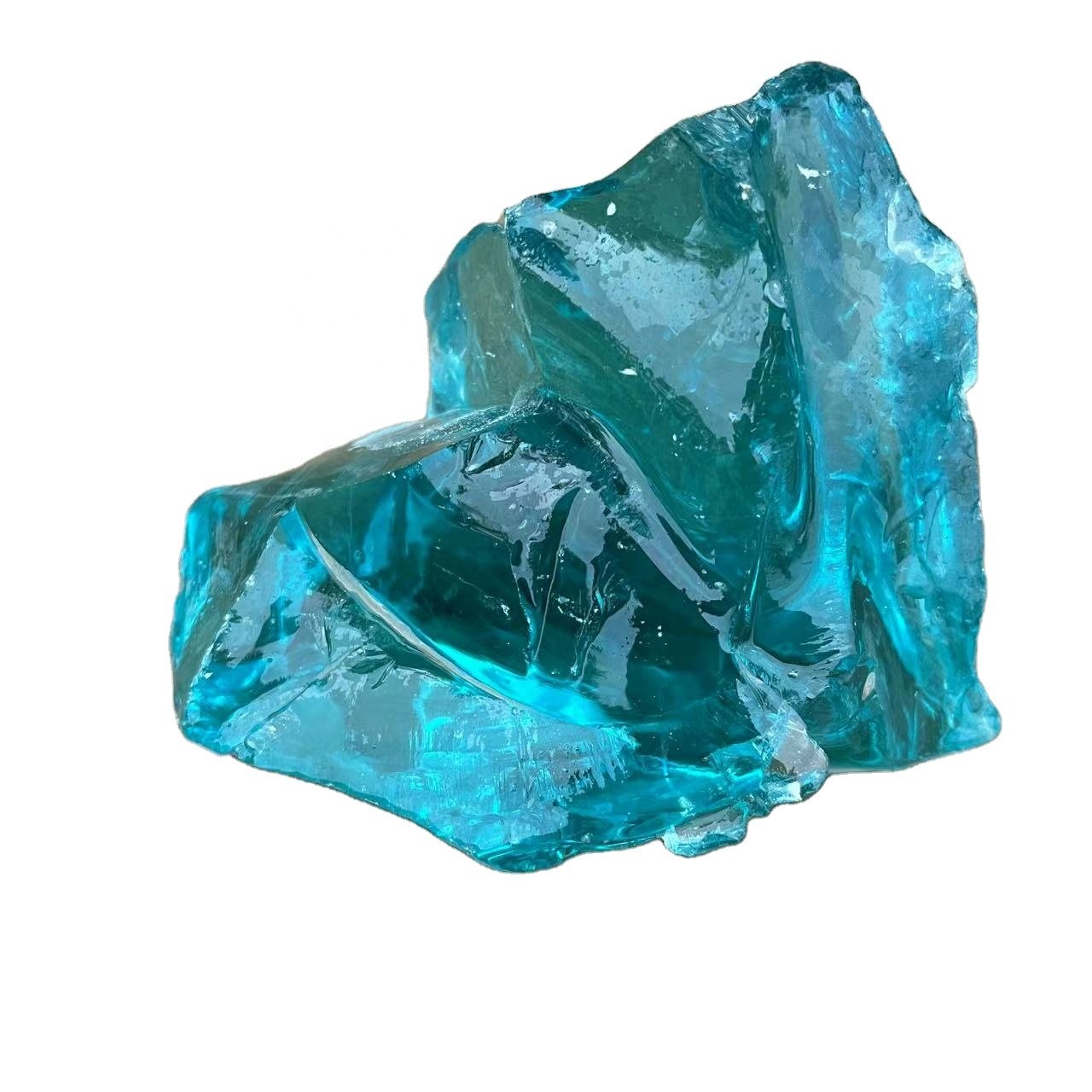 Wholesale high quality 3-5cm glass block bonsai garden decoration with light blue glass rock price