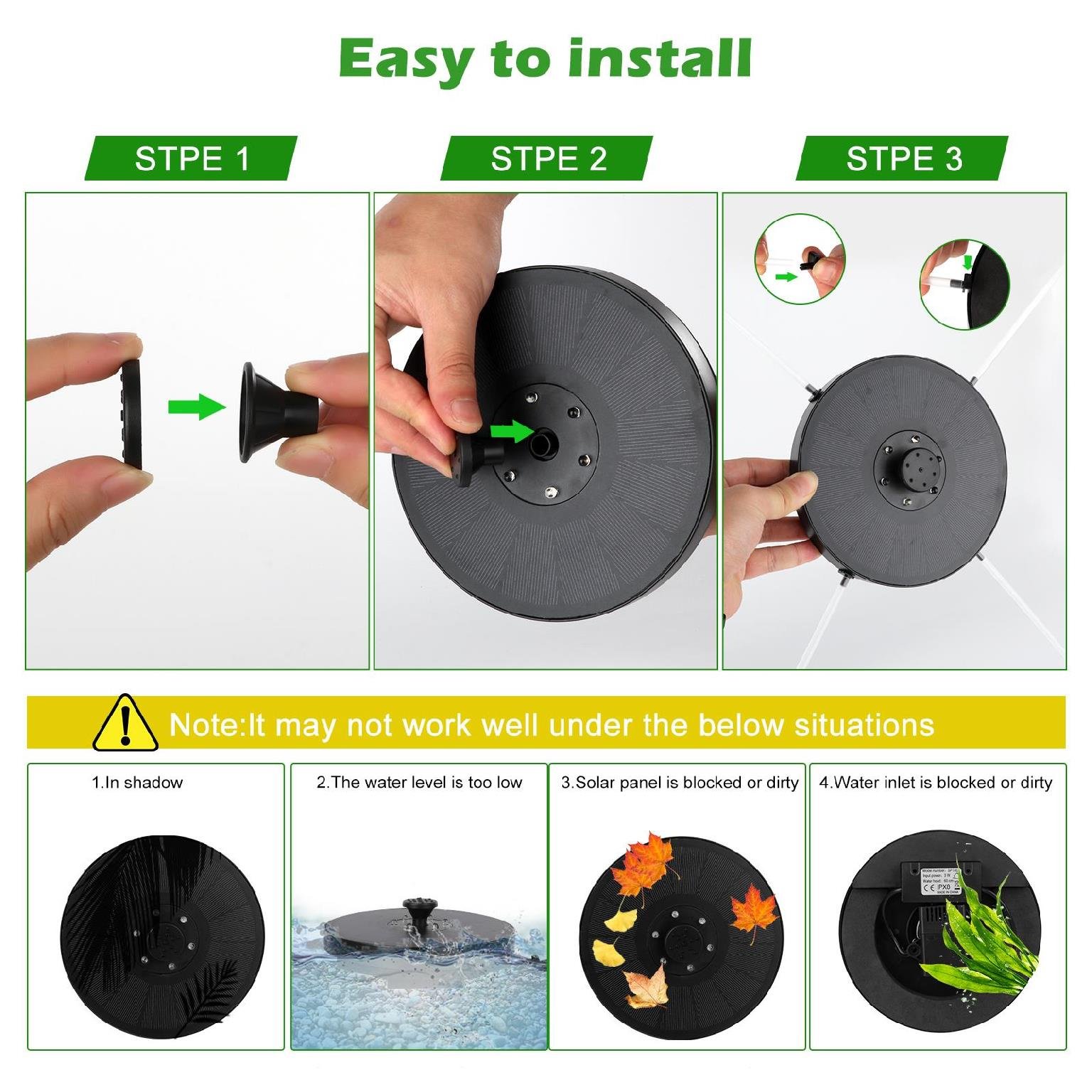 Panel Solar Powered Floating Fountain Light Rise Ring Full Glass for Pond Birdbath Water Cycling 3.5W PC 90 IP68 80 OEM ODM 300