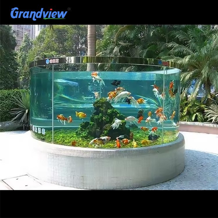 Custom large cylindrical acrylic glass round big fish aquarium tank for hotels