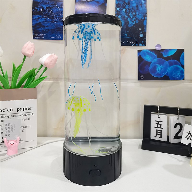 Novelty RGB 16 Colors Changing Room Bedside Home Decoration Aquarium Jellyfish Tank Table Light