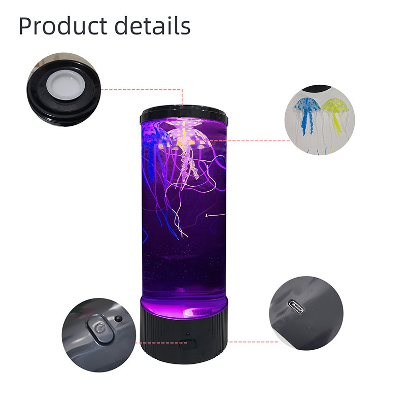 Novelty RGB 16 Colors Changing Room Bedside Home Decoration Aquarium Jellyfish Tank Table Light