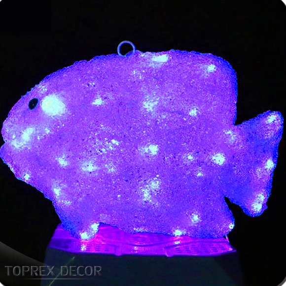 Amusement Park Aquarium Wall Decorative 3D Led Acrylic Ocean Animal Lighting Decor Sculpture Fish Light
