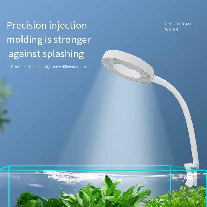 USB full spectrum water grass fish tank light LED light waterproof mini round tank small clip light