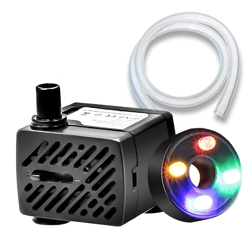 Low Price 50 gph 3w mini submersible water pump with led light for fountain garden yard pond
