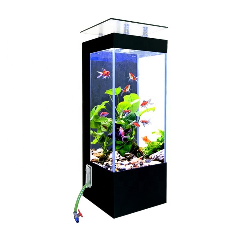 Wholesale Customized living room against the wall white square fish tank aquarium with lights