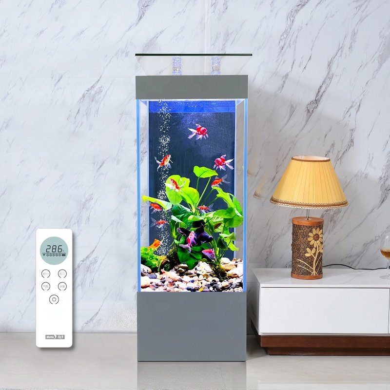 Wholesale Customized living room against the wall white square fish tank aquarium with lights