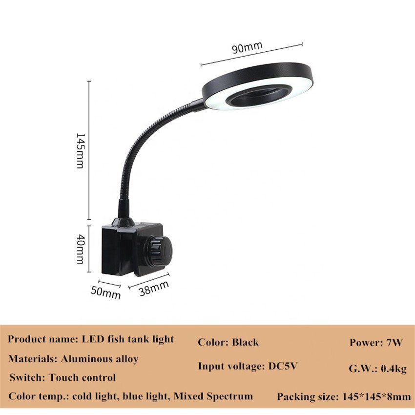Cheap Clip On Led Aquarium Light Blue And White Light Mini Fish Tank Light