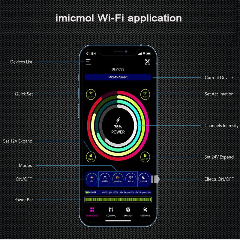 MicMol 2.0 WiFi Controller IMICMOL Smart Life APP Search Connect All MICMOL Aquarium Lights Model