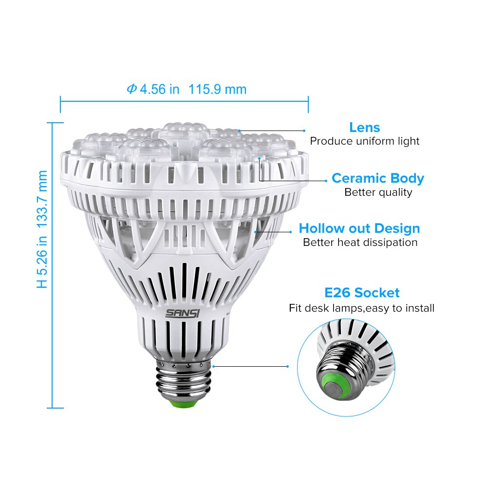 SANSI 36W 24W full-spectrum led grow light daylight led grow bulb hydroponic growing systems for home