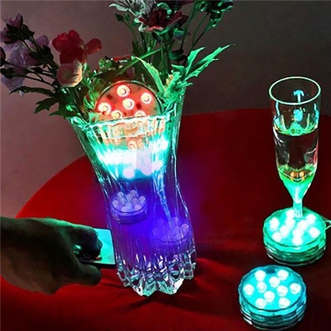 Decoration RGB Night Light 16 Color Wireless Waterproof LED Submersible Light for swimming pool Aquarium