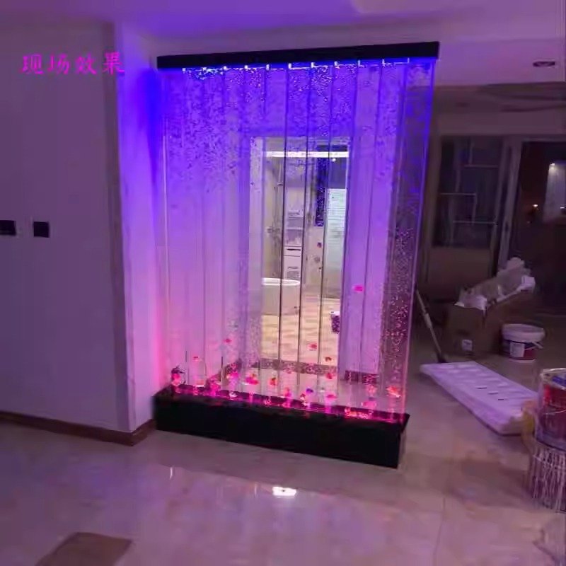 Water fall fountain wall indoor size 4x6 large screen acrylic led bubble water curtain wall