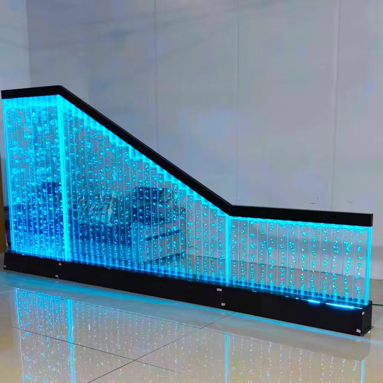 Water fall fountain wall indoor size 4x6 large screen acrylic led bubble water curtain wall
