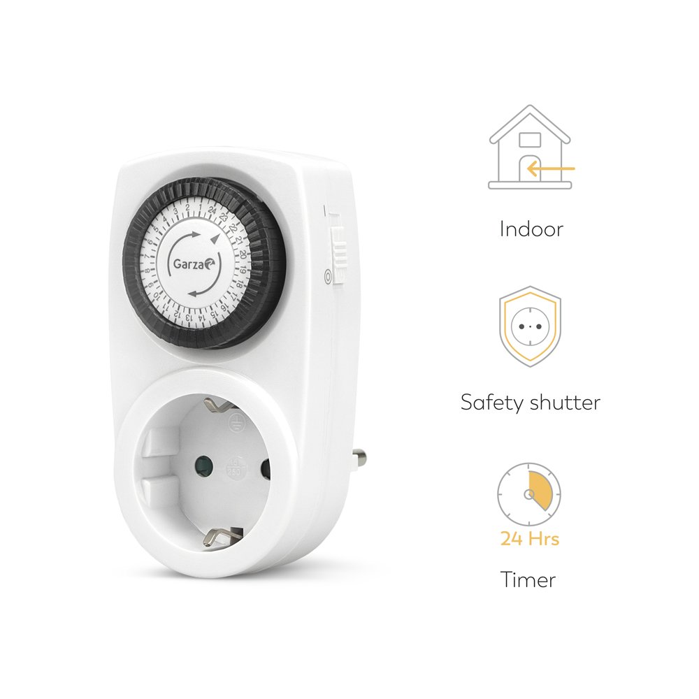 Garza Brand Functionality Portable 2Pcs Analogue Indoor 24 Hour Analogue Timer For 1 Socket With Switch