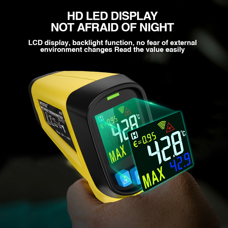 LCD Color DIsplay Screen Handheld Non contact -50C to 600C Pyrometer Imager Temperature Measurement High Accuracy Thermometer
