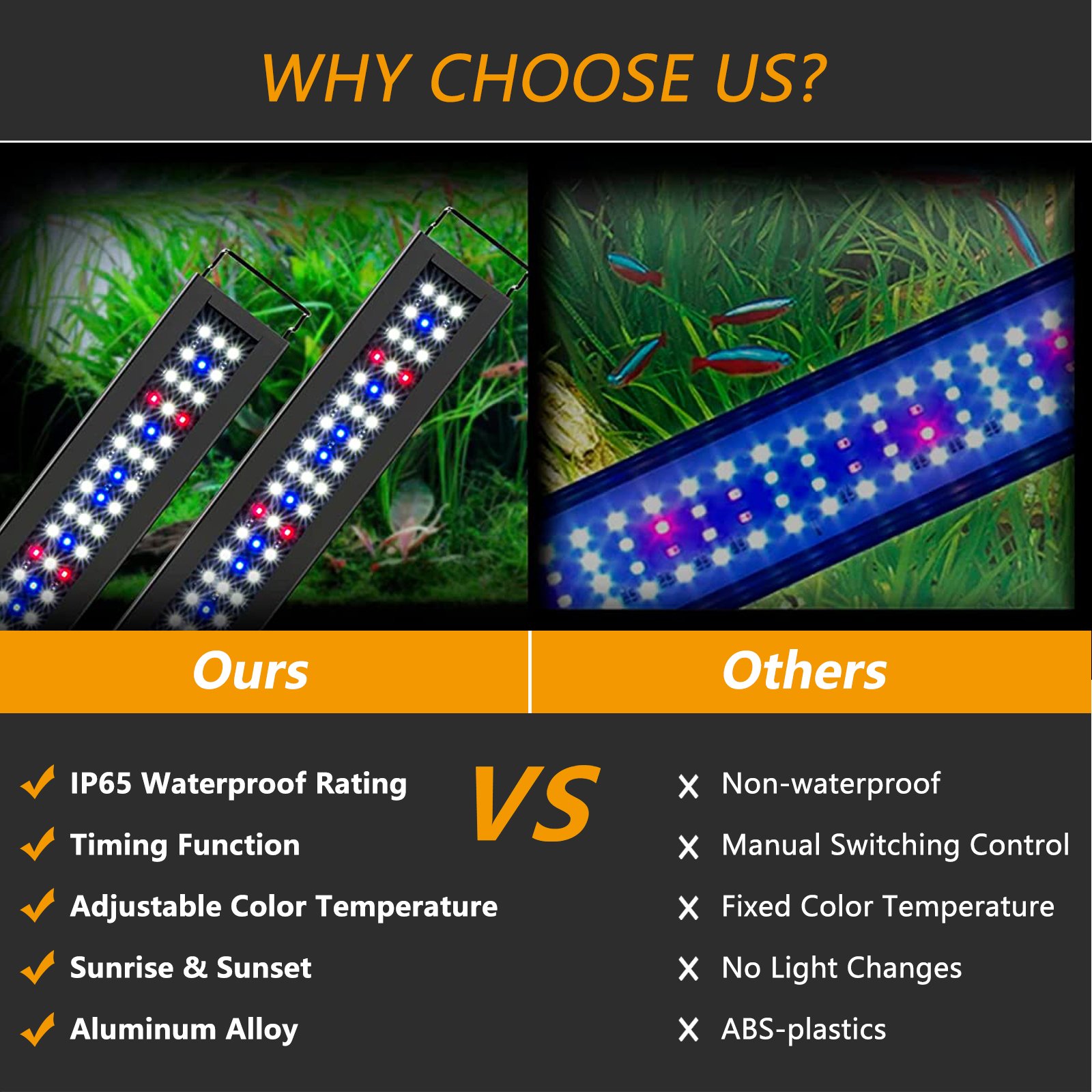 12-18 Inch Freshwater Fish Tank 9 Watts full spectrum led grow light timer control for aquarium