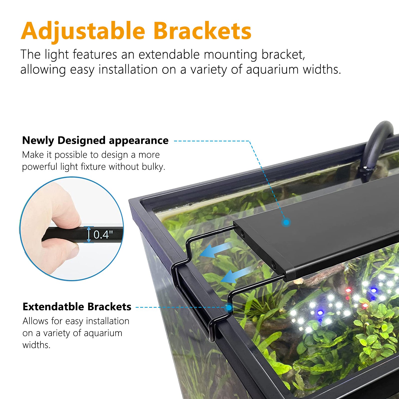 12-18 Inch Freshwater Fish Tank 9 Watts full spectrum led grow light timer control for aquarium