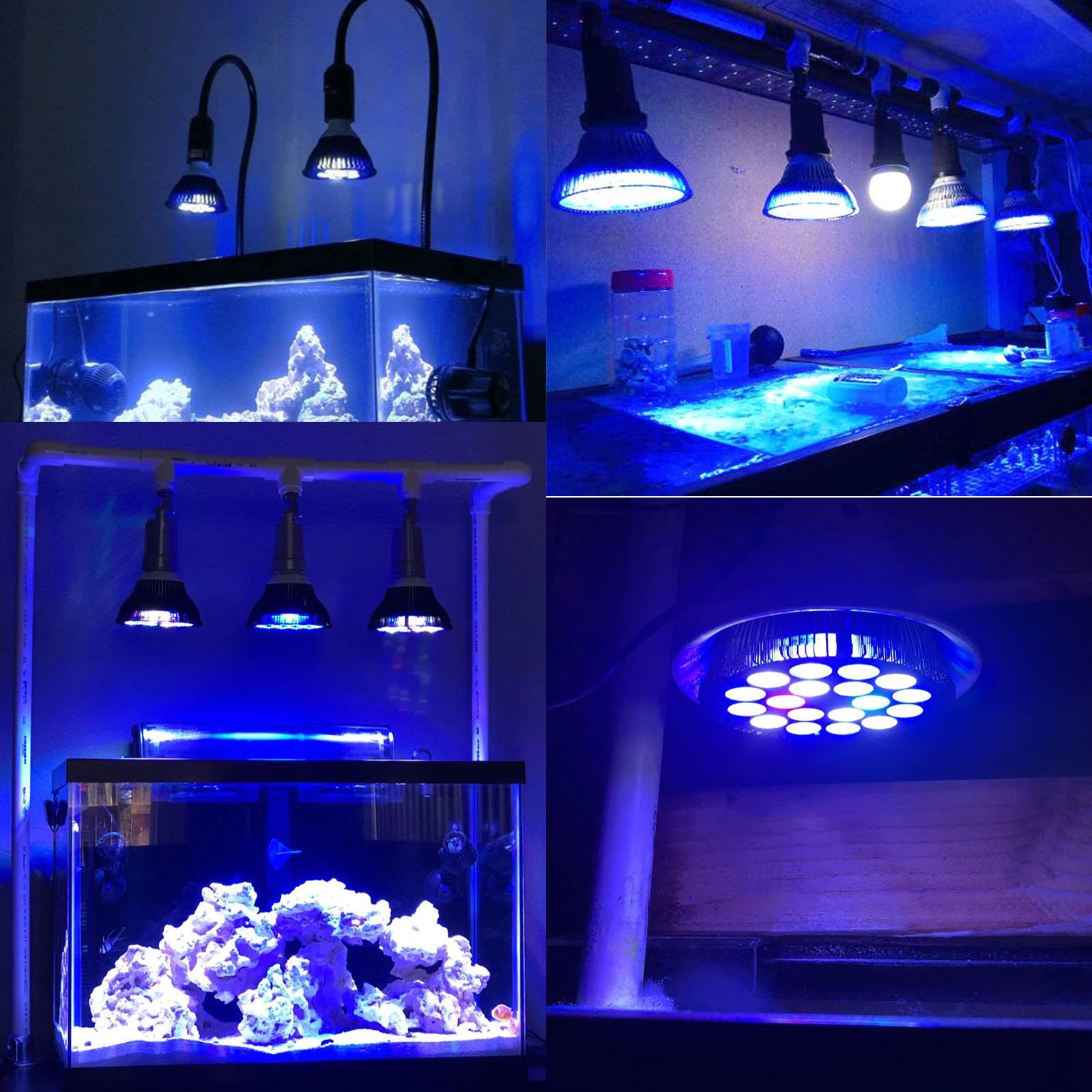 Cusomik 54w par38 freshwater and saltwater led aquarium light for coral reef light full spectrum indoor arowana tanning light