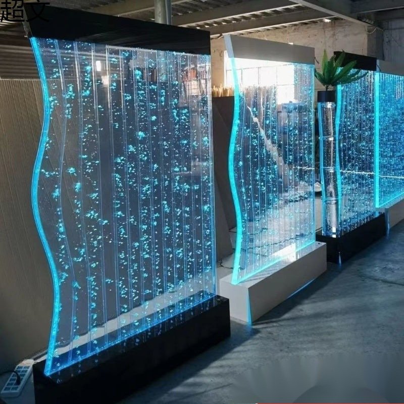 Customized Decorative Water Dance Led Aquarium Bubble Wall Fountain Acrylic Bubble Wall Water Panel Led Light Water Bubble Wall