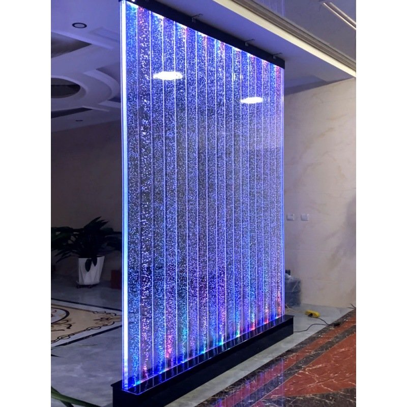 Customized Decorative Water Dance Led Aquarium Bubble Wall Fountain Acrylic Bubble Wall Water Panel Led Light Water Bubble Wall