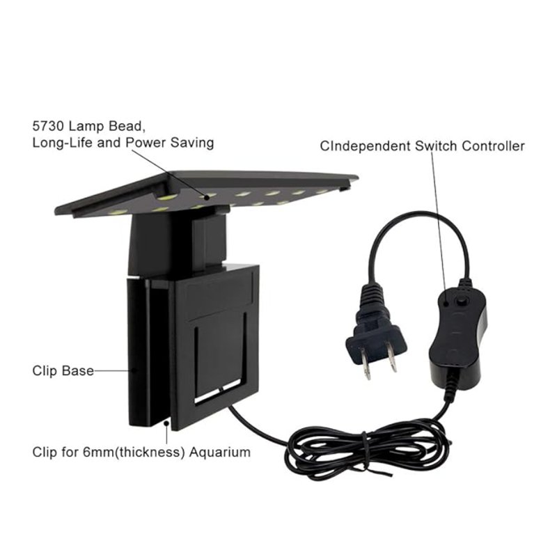 Roxin Aquarium Small Light Fish Tank LED Light 6W Planted Clip Lamp for 8-15inch 6mm Thick Mini Fish Tanks X3