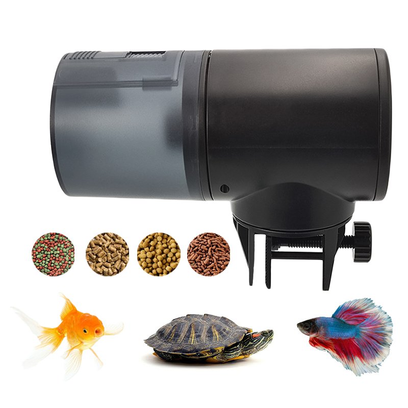 Aquarium Dry Battery Black Timer Fish Turtle Food Dispenser Automatic Fish Feeder for Fish Tank