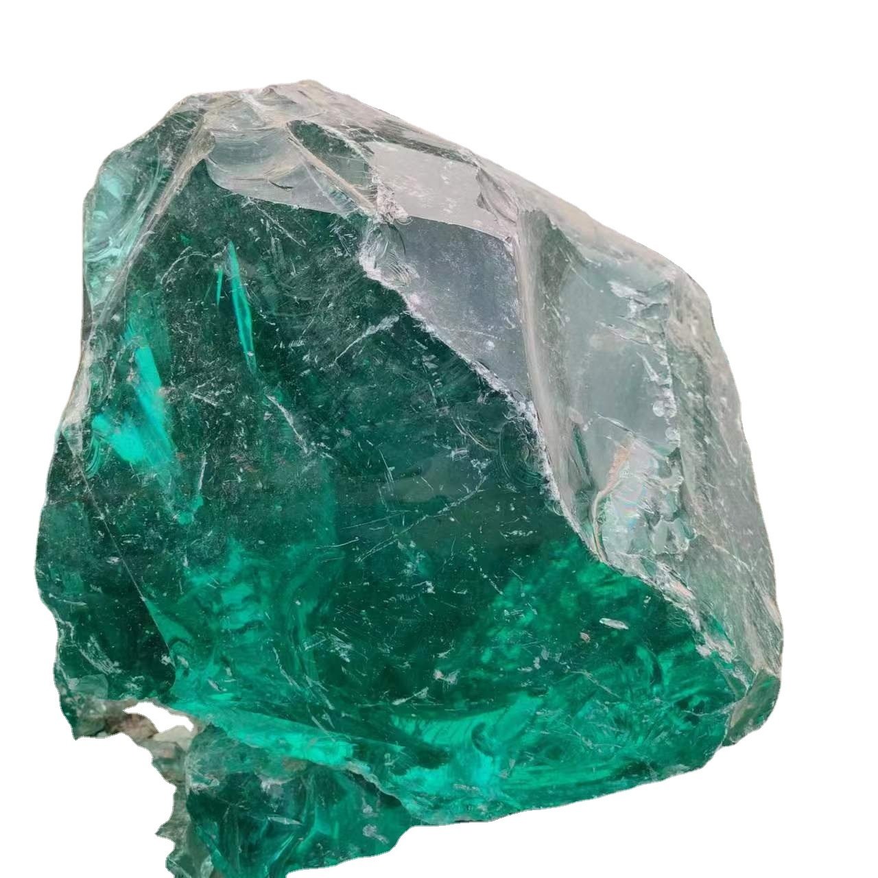 High quality glass rock garden decoration with 30 cm irregular glass block dark blue broken glass rock